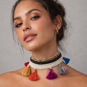 Boho Fringe Tassel Choker Collar Necklace | Handmade Statement | Festival OOAK